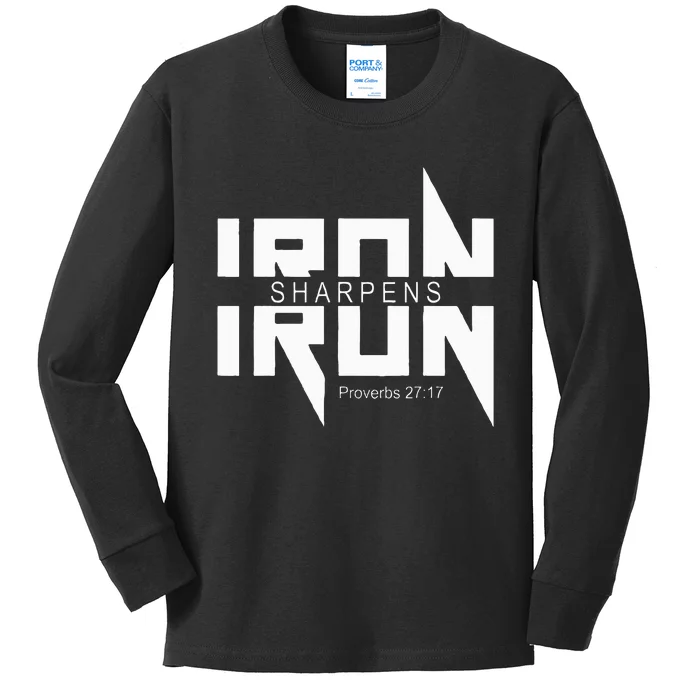 Iron Sharpens Iron Bible Jesus Faith Religious Christian Kids Long Sleeve Shirt