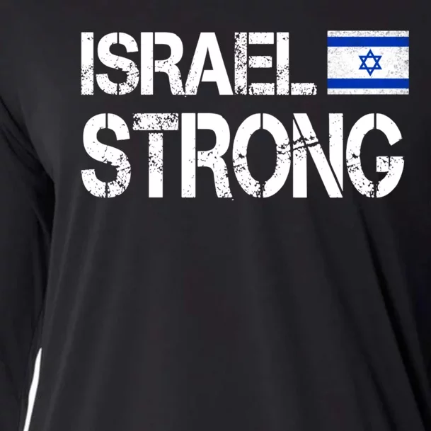 Israel Strong I Stand With Israel Israeli Flag Support Cooling Performance Long Sleeve Crew