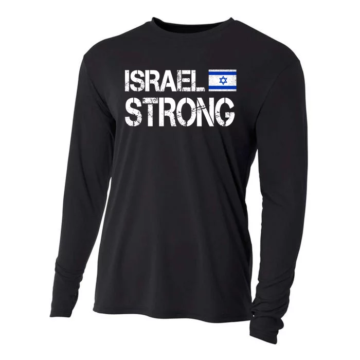 Israel Strong I Stand With Israel Israeli Flag Support Cooling Performance Long Sleeve Crew