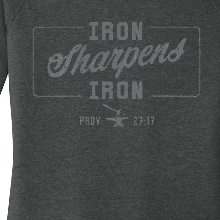 Iron Sharpens Iron Christian Bible Scripture Gym Workout Women's Perfect Tri Tunic Long Sleeve Shirt