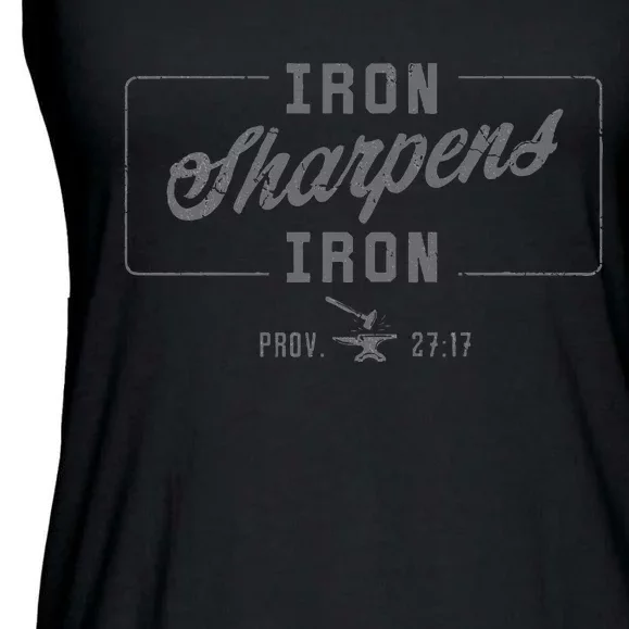 Iron Sharpens Iron Christian Bible Scripture Gym Workout Ladies Essential Flowy Tank