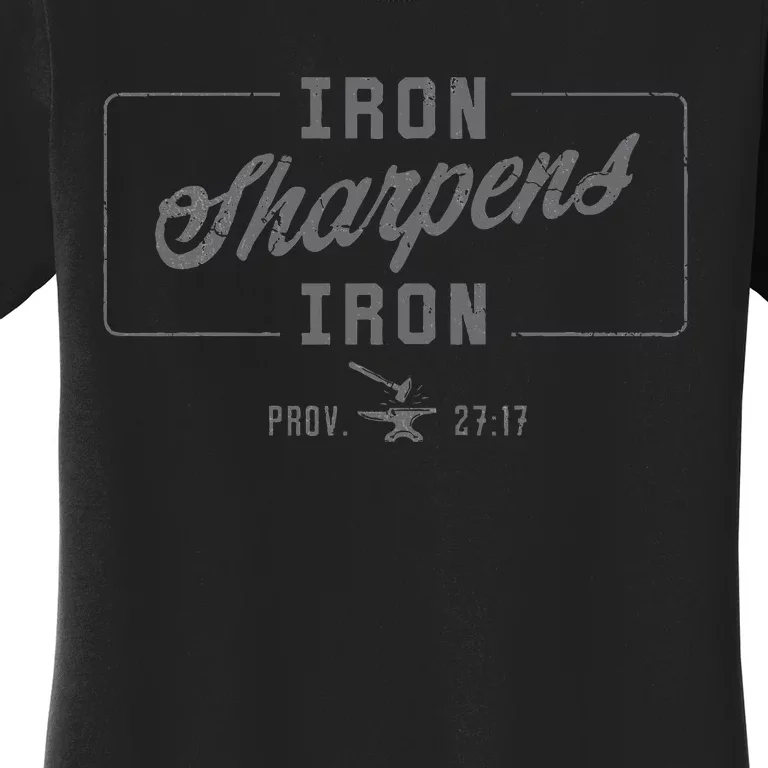 Iron Sharpens Iron Christian Bible Scripture Gym Workout Women's T-Shirt