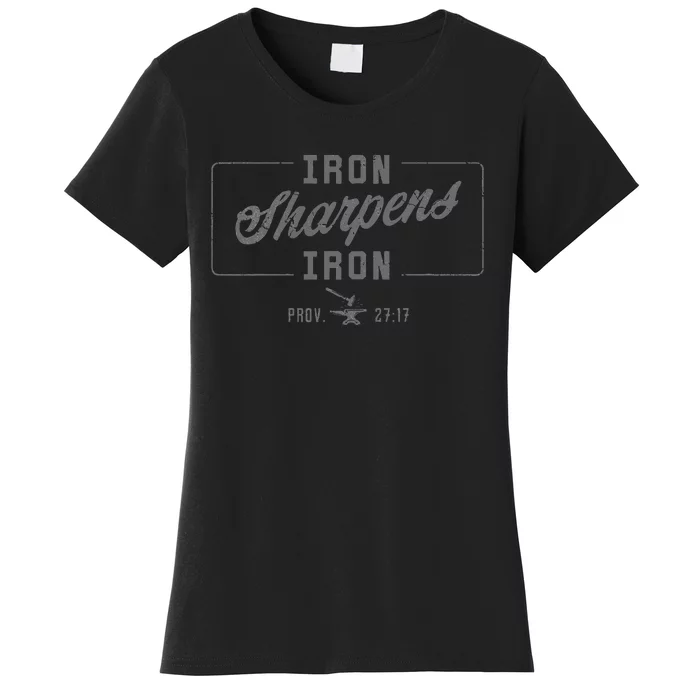 Iron Sharpens Iron Christian Bible Scripture Gym Workout Women's T-Shirt