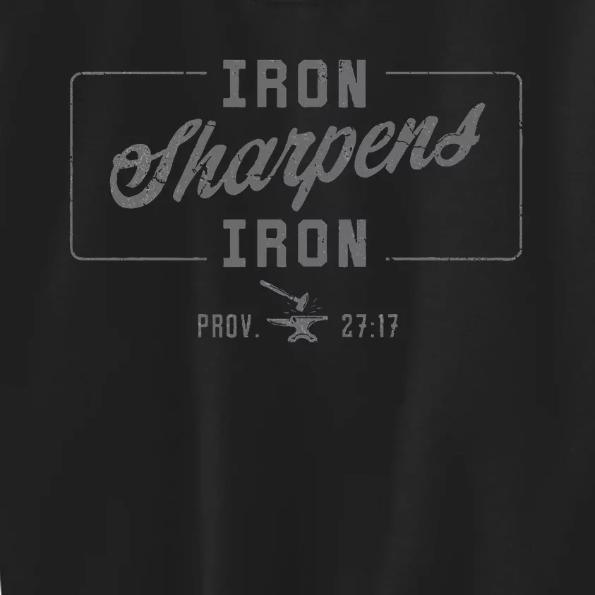 Iron Sharpens Iron Christian Bible Scripture Gym Workout Kids Sweatshirt