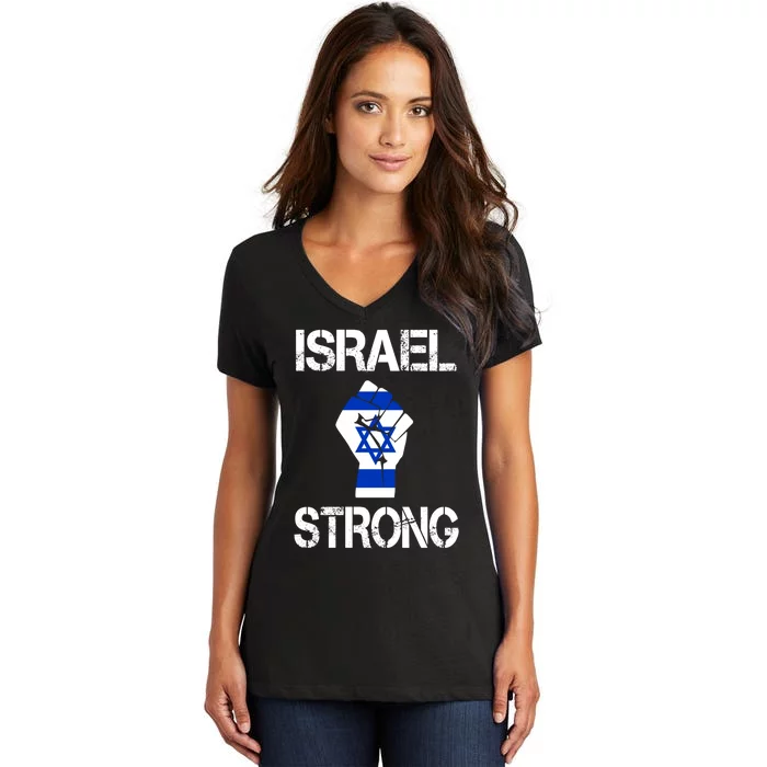 Israel Strong I Stand With Israel Israeli Flag Support Women's V-Neck T-Shirt