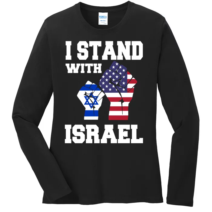 Israel Strong I Stand With Israel Usa Israeli Flag Support Ladies Long Sleeve Shirt