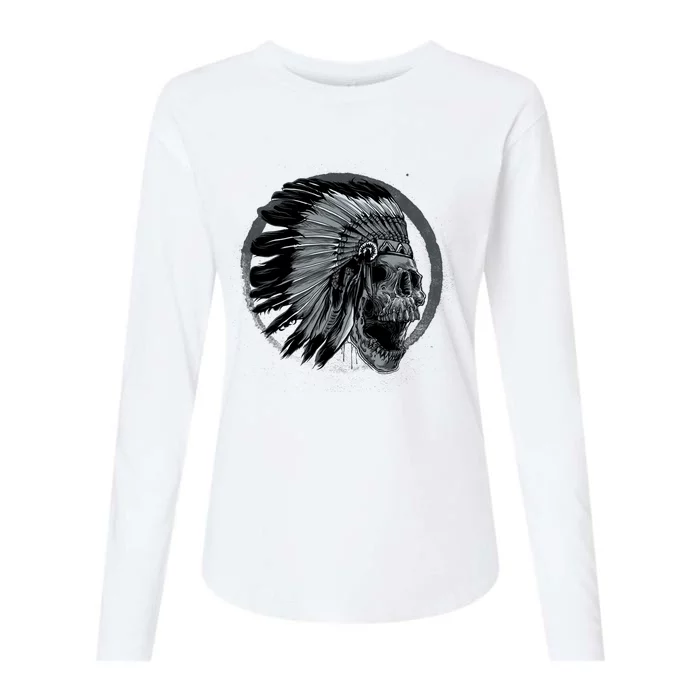 Indian Skull Womens Cotton Relaxed Long Sleeve T-Shirt