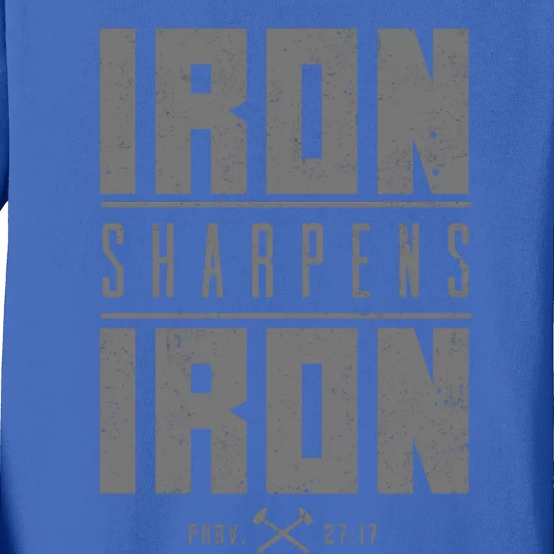 Iron Sharpens Iron Christian Bible Scripture Gym Workout Gift Kids Long Sleeve Shirt