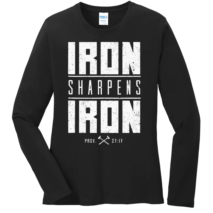 Iron Sharpens Iron Christian Men Bible Scripture Gym Workout Ladies Long Sleeve Shirt