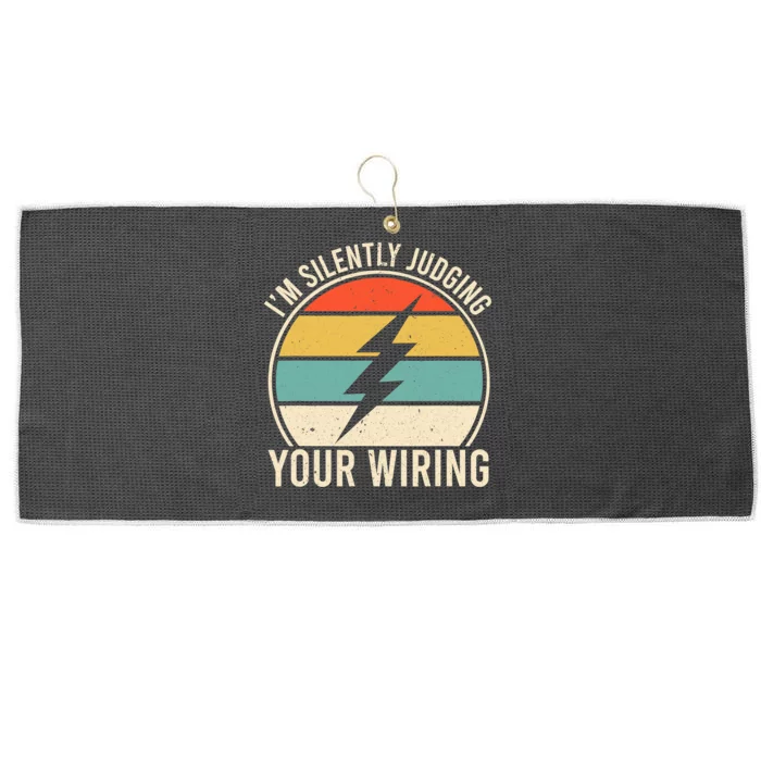 I'm Silently Judging Your Wiring Funny Electrician Lineman Large Microfiber Waffle Golf Towel