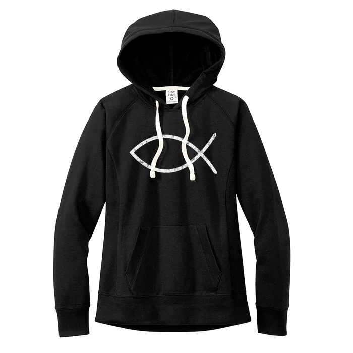 Ichthys Sign Jesus Fish Christ Christian Faith Symbol Women's Fleece Hoodie