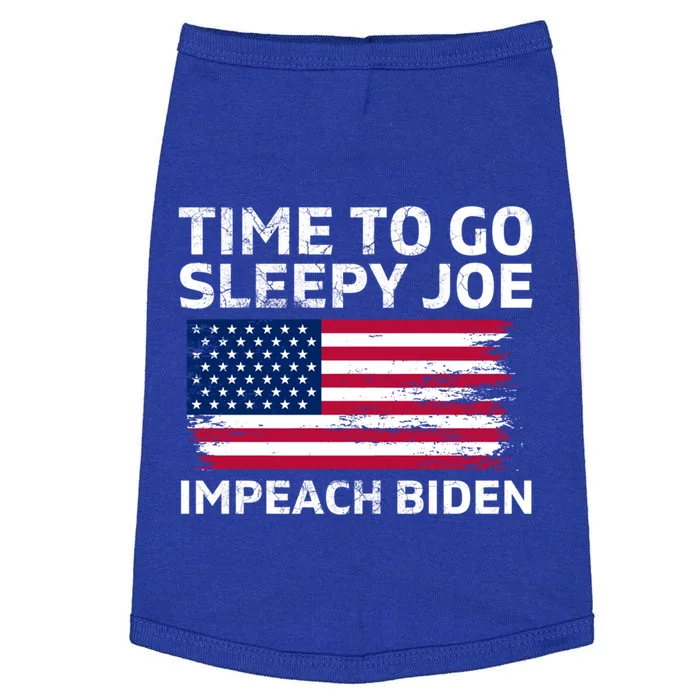 Impeach Sleepy Joe Biden Pro American Anti Biden Usa Flag Gift Doggie Tank