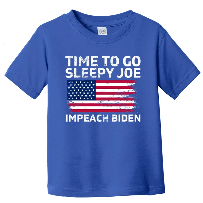 Impeach Sleepy Joe Biden Pro American Anti Biden Usa Flag Gift Toddler T-Shirt