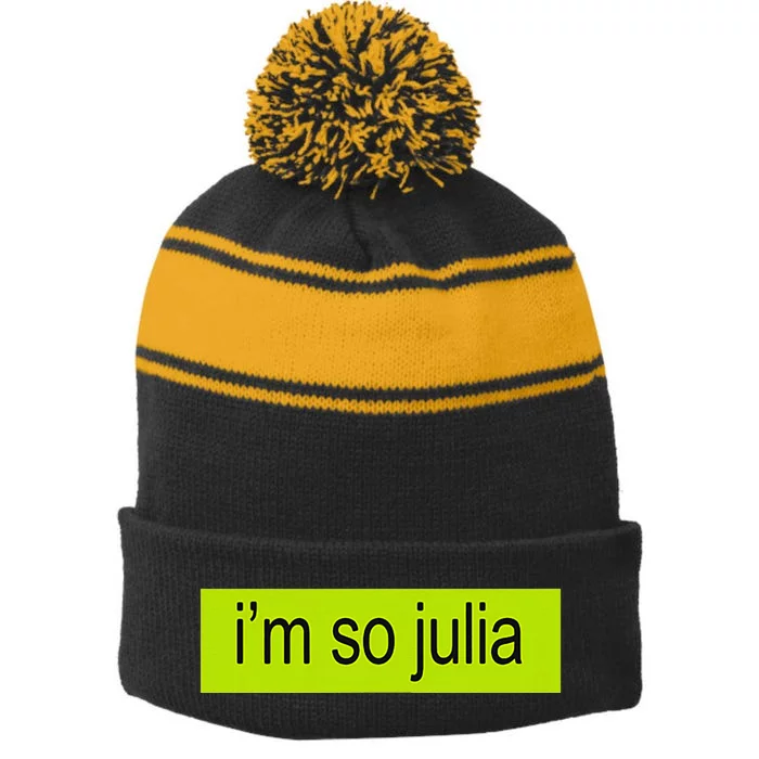 IM So Julia Brat Stripe Pom Pom Beanie