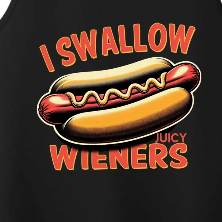 I Swallow Juicy Wieners Funny Joke Hot Dog Pun Gift Performance Tank