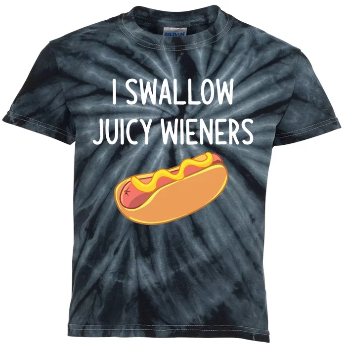 I Swallow Juicy Wieners Funny Joke Sarcastic Family Kids Tie-Dye T-Shirt