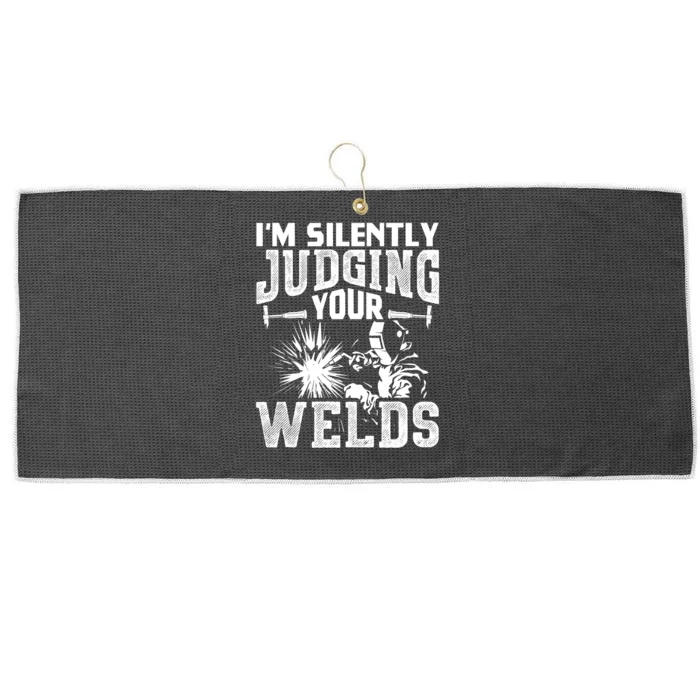 I'm Silently Judging Your Welds Funny Welder Gift Large Microfiber Waffle Golf Towel