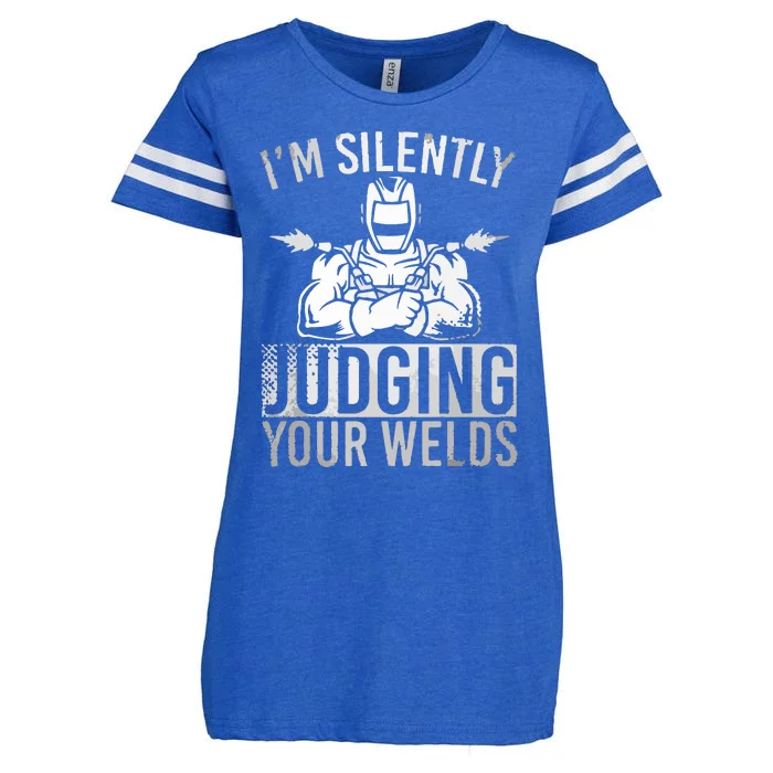 I'm Silently Judging Your Wels Welder Craftsmen Job Hobby Enza Ladies Jersey Football T-Shirt