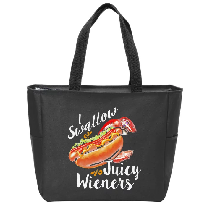 I Swallow Juicy Wieners Fastfood Joke Sarcastic Family Dogs Zip Tote Bag