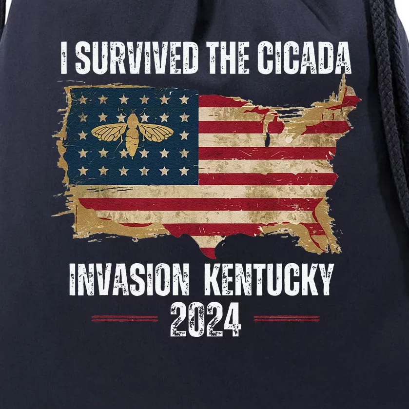 I Survived Kentucky Cicada Invasion Souvenir Summer 2024 Drawstring Bag