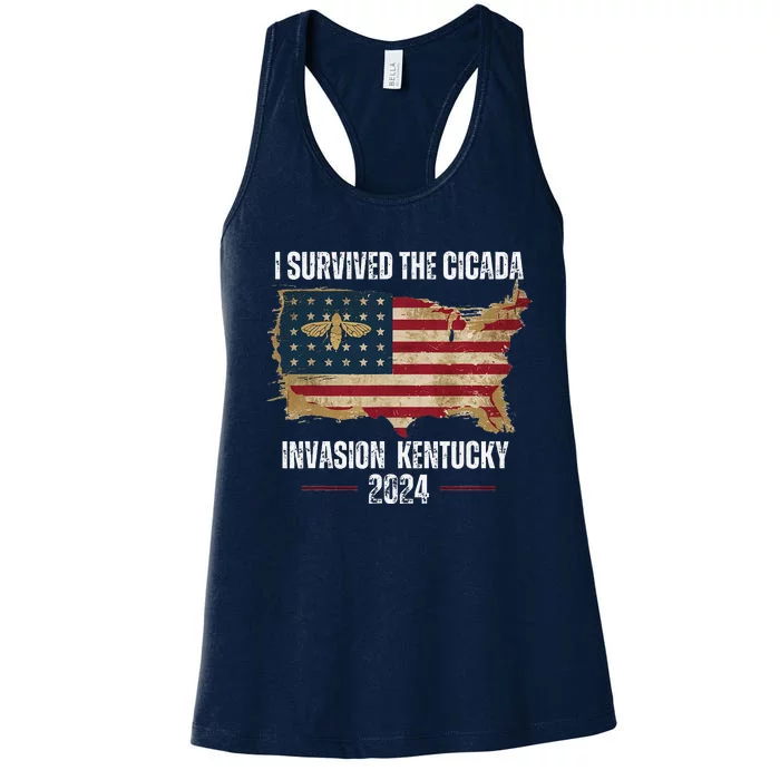 I Survived Kentucky Cicada Invasion Souvenir Summer 2024 Women's Racerback Tank