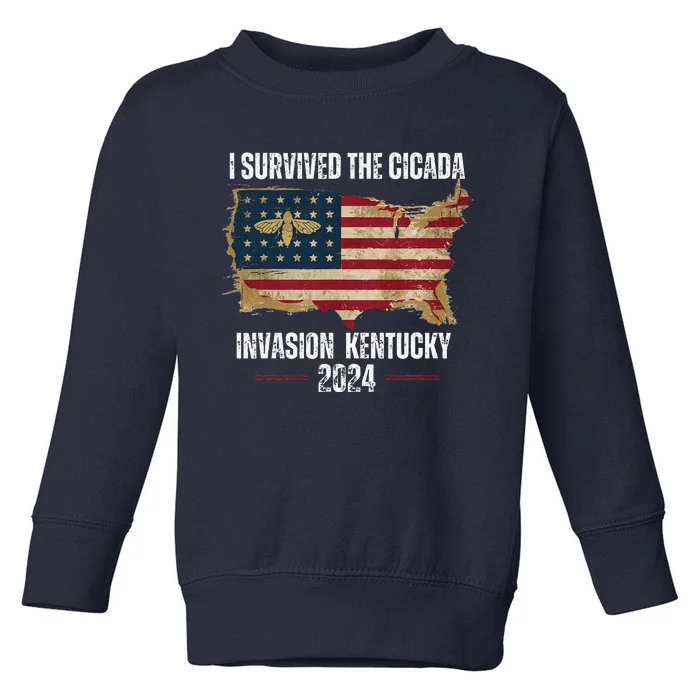 I Survived Kentucky Cicada Invasion Souvenir Summer 2024 Toddler Sweatshirt