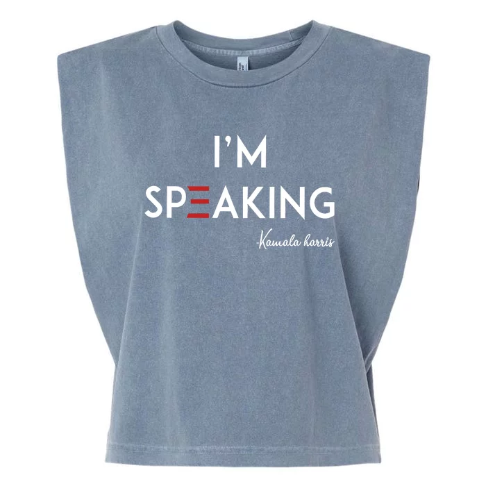 IM Speaking Kamala Harris Garment-Dyed Women's Muscle Tee