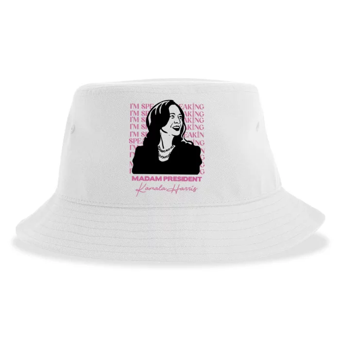 Im Speaking Kamala Harris Madam President 2024 Sustainable Bucket Hat