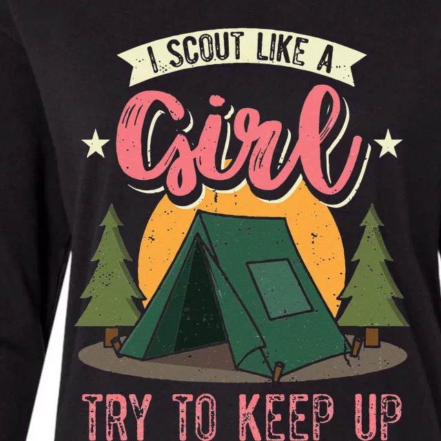 I Scout Like A Girl Try To Keep Up Troop Leader Scout Womens Cotton Relaxed Long Sleeve T-Shirt