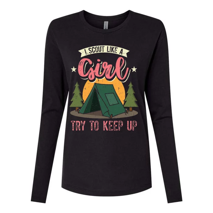 I Scout Like A Girl Try To Keep Up Troop Leader Scout Womens Cotton Relaxed Long Sleeve T-Shirt