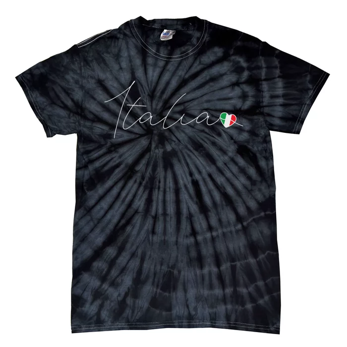 Italia Simple Love Italian Flag Heart On Italy Tie-Dye T-Shirt