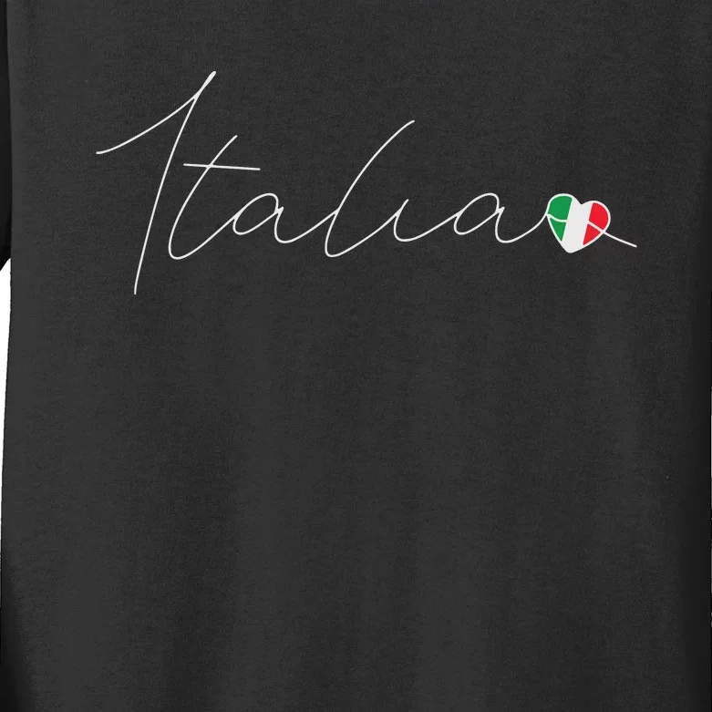 Italia Simple Love Italian Flag Heart On Italy Kids Long Sleeve Shirt