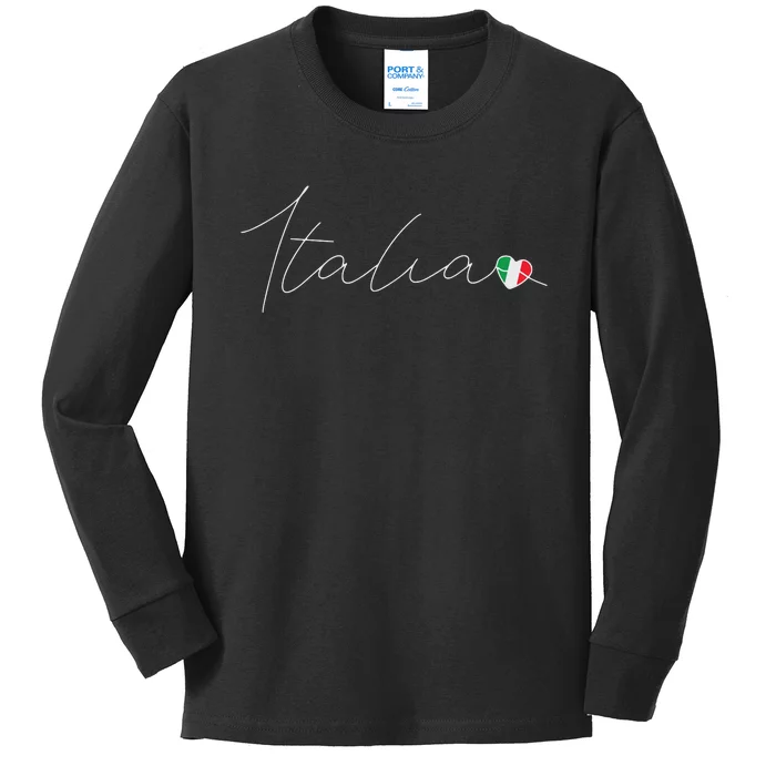 Italia Simple Love Italian Flag Heart On Italy Kids Long Sleeve Shirt