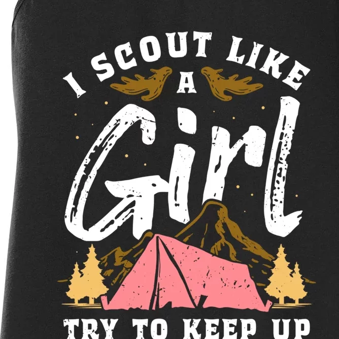 I Scout Like A Girl Try To Keep Up - Scouting Funny Gift Women's Racerback Tank