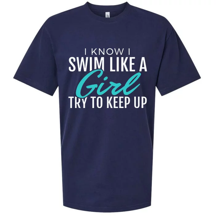 I Swim Like A  Try To Keep Up Funny Swimmer Sueded Cloud Jersey T-Shirt