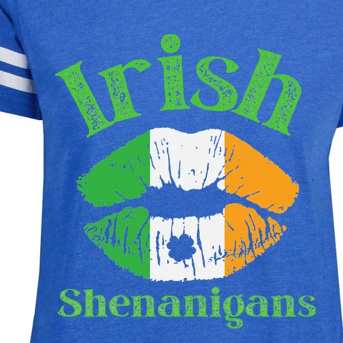 Irish Shenanigans Lips Sexy Irish Flag St Patricks Clover Enza Ladies Jersey Football T-Shirt