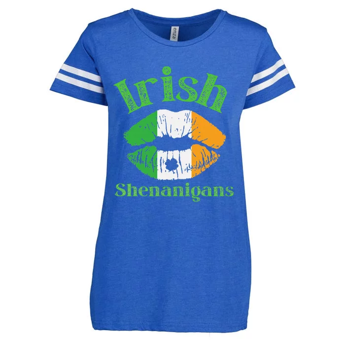 Irish Shenanigans Lips Sexy Irish Flag St Patricks Clover Enza Ladies Jersey Football T-Shirt