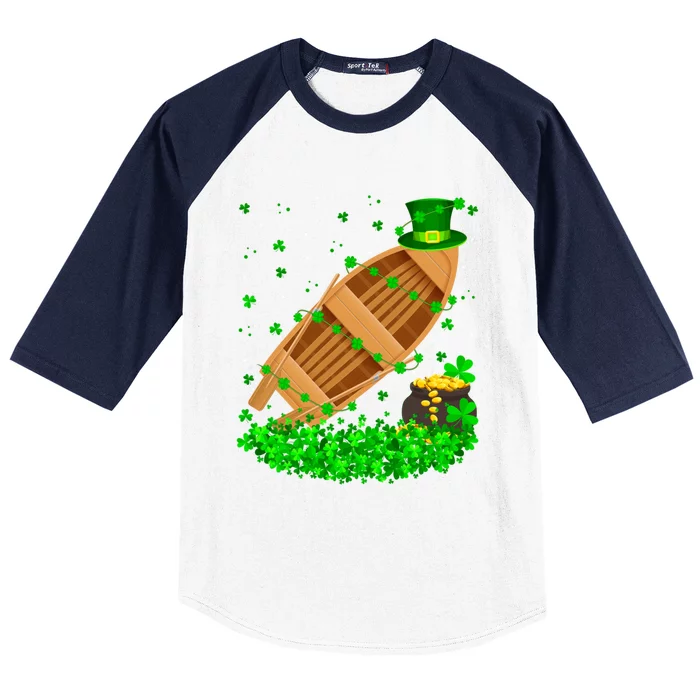 Irish Shamrock Leprechaun Fishing Boat St Patrick's Day Gift Baseball Sleeve Shirt