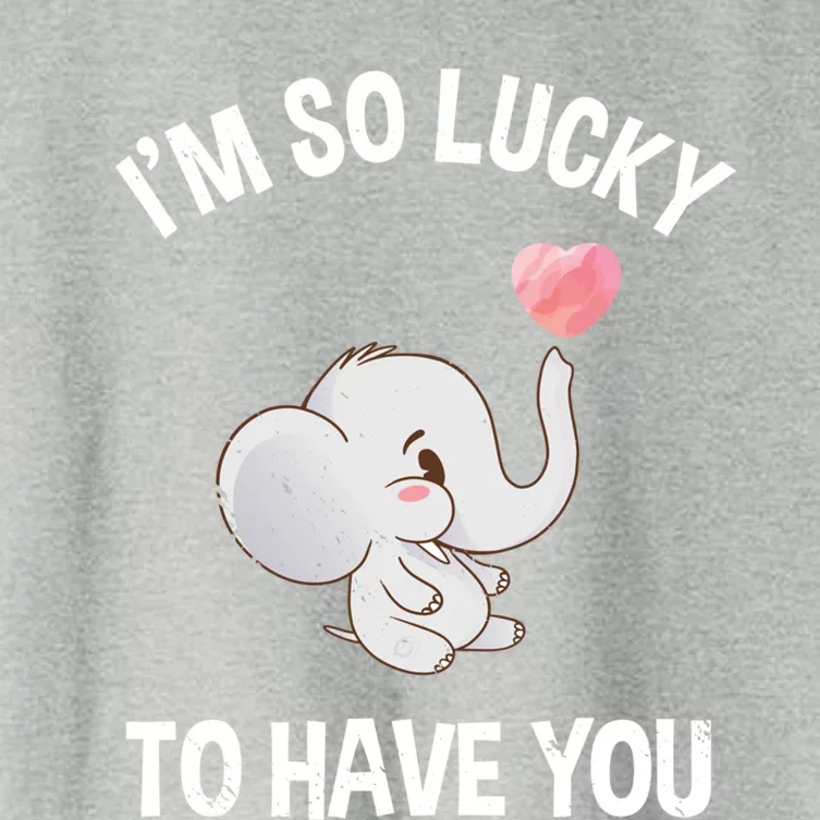 I'm So Lucky To Have You Valentine's Day Cute Elephant Meaningful Gift Women's Crop Top Tee