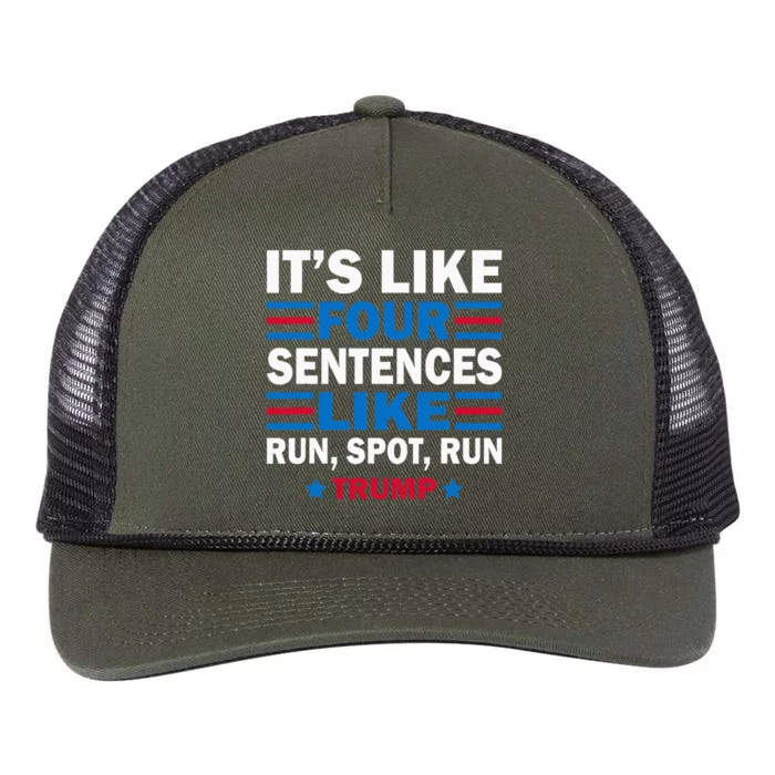 It S Like Four Sentences Like Run Spot Run Trump Debate Retro Rope Trucker Hat Cap