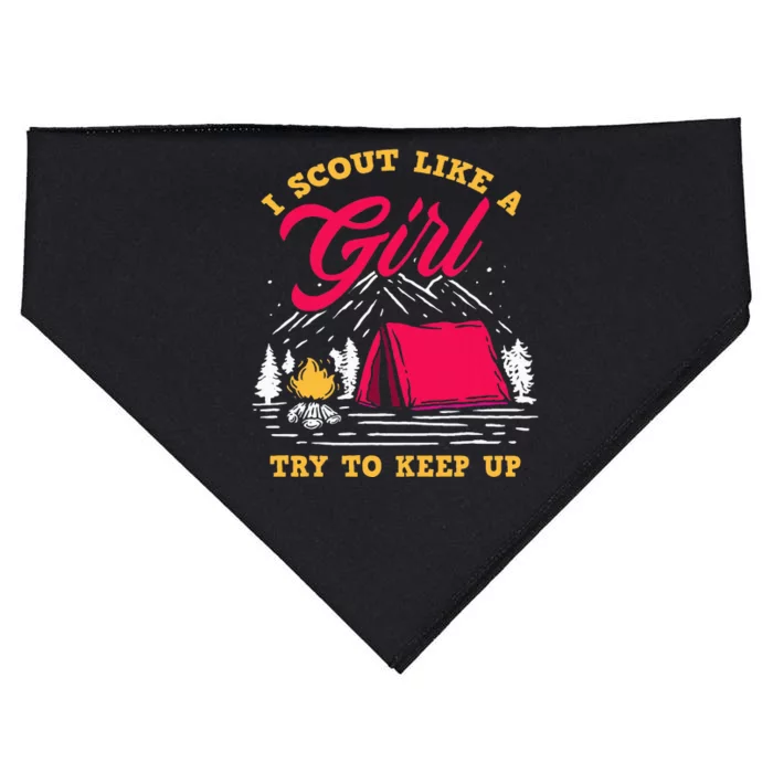 I Scout Like A Girl Try To Keep Up Funny Scout USA-Made Doggie Bandana