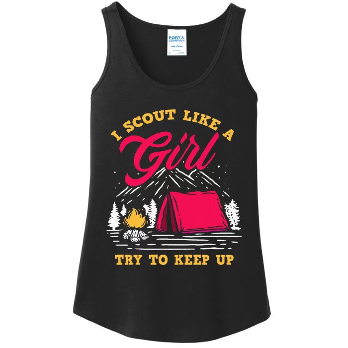 I Scout Like A Girl Try To Keep Up Funny Scout Ladies Essential Tank