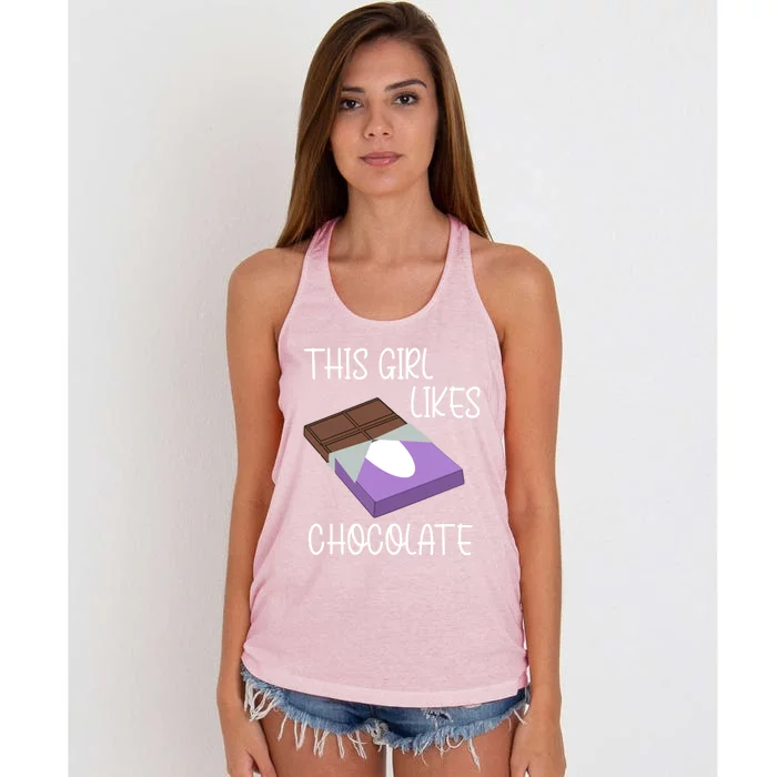 Ironic Saying Likes Eating Chocolate Chocolatier Cool Gift Women's Knotted Racerback Tank