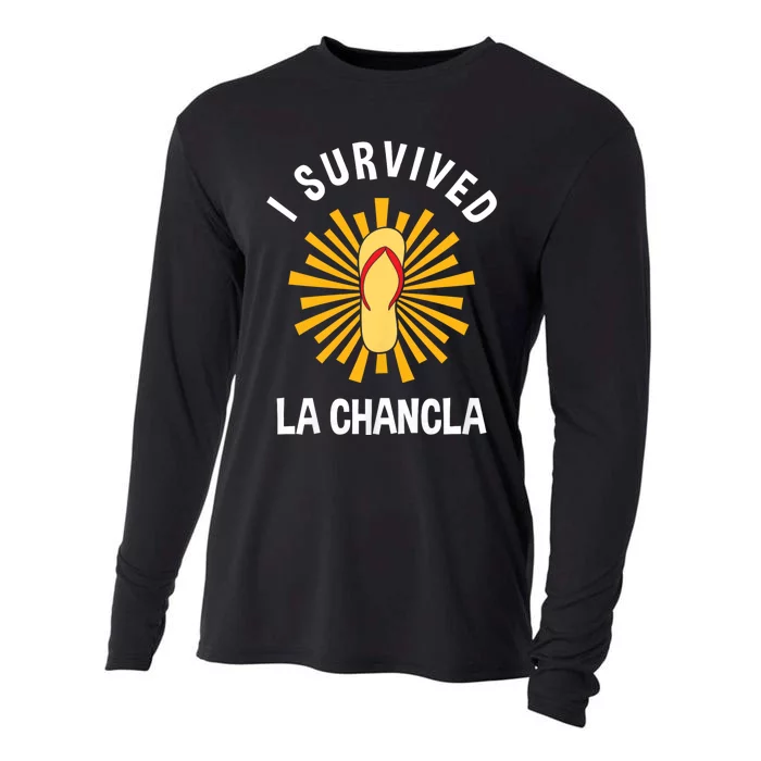 I Survived La Chancla Funny Latino Humor Gift Cooling Performance Long Sleeve Crew