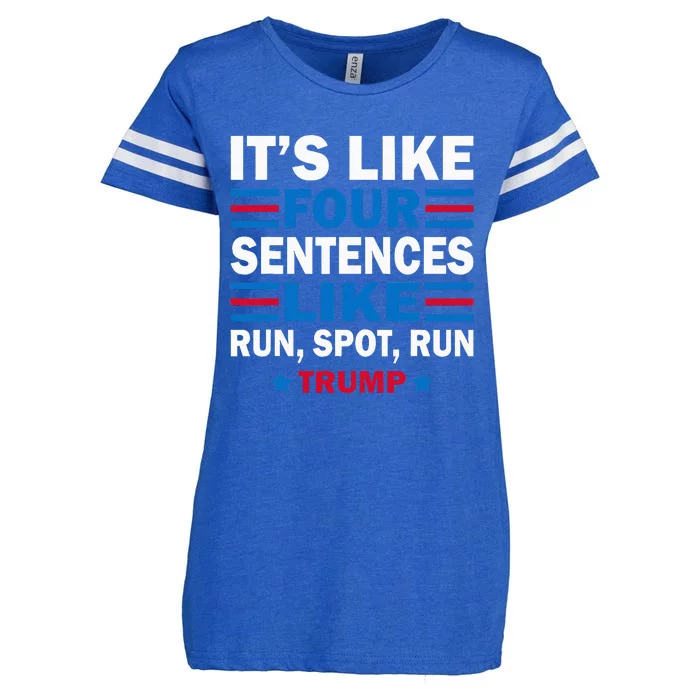 It S Like Four Sentences Like Run Spot Run Trump Debate Enza Ladies Jersey Football T-Shirt