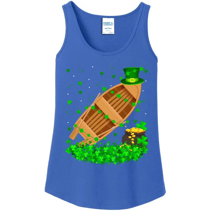 Irish Shamrock Leprechaun Fishing Boat St Patrick's Day Gift Ladies Essential Tank