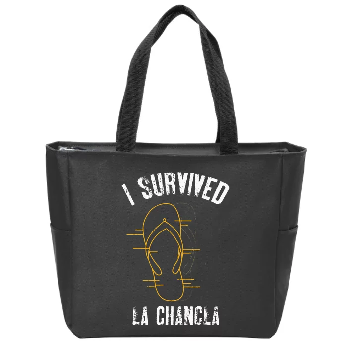 I Survived La Chancla Slippers Funny Mexican Culture Gift Zip Tote Bag