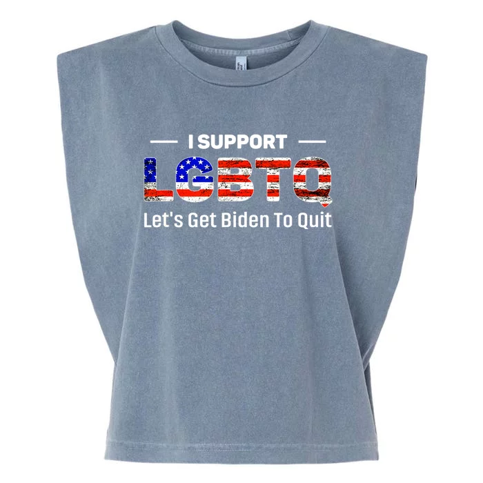 I Support LGBTQ Let's Get Biden To Quit Garment-Dyed Women's Muscle Tee