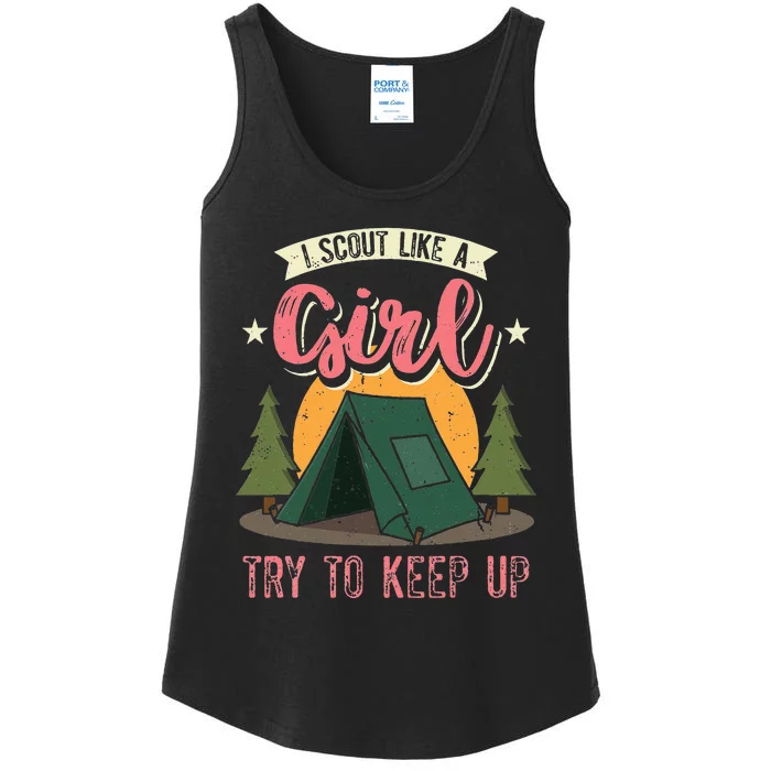 I Scout Like A Girl Try To Keep Up Troop Leader Scout Ladies Essential Tank