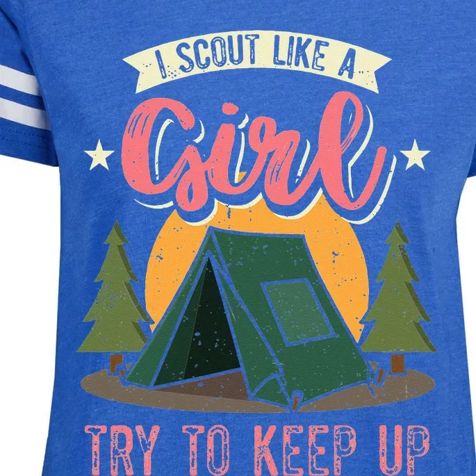 I Scout Like A Girl Try To Keep Up Troop Leader Scout Enza Ladies Jersey Football T-Shirt